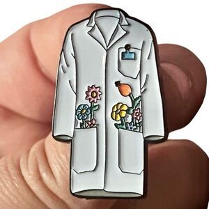 Lab Coat Flowers Nurse Healthcare Worker Enamel Pin